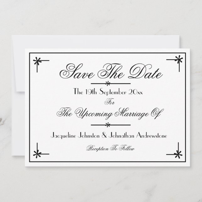 Modern Classic Romantic Chic White Save The Date  Announcement (Front)