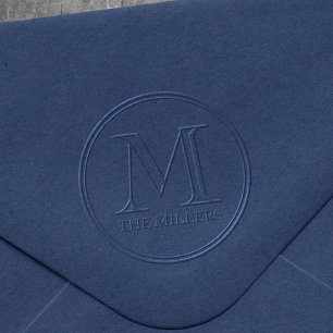 Modern Classic Round Border Family Name Monogram Embosser