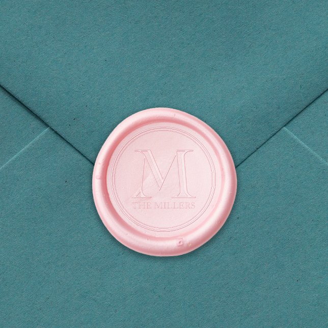 Modern Classic Round Border Family Name Monogram Wax Seal Stamp (Creator Uploaded)