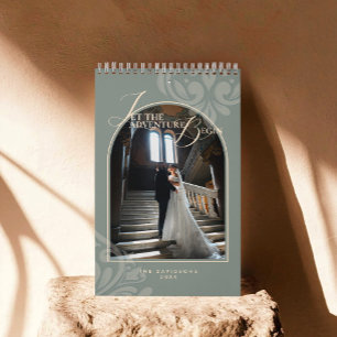Modern Classic Sage Damask Chic Couple 2027 Calendar