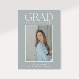 Modern Classic Sage Graduation Photo Announcement