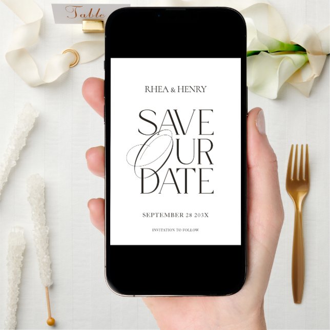 Modern Classic Save the Date Wedding Card (Front Digital)