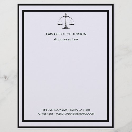 Modern Classic Scales Of Justice Law Letterhead