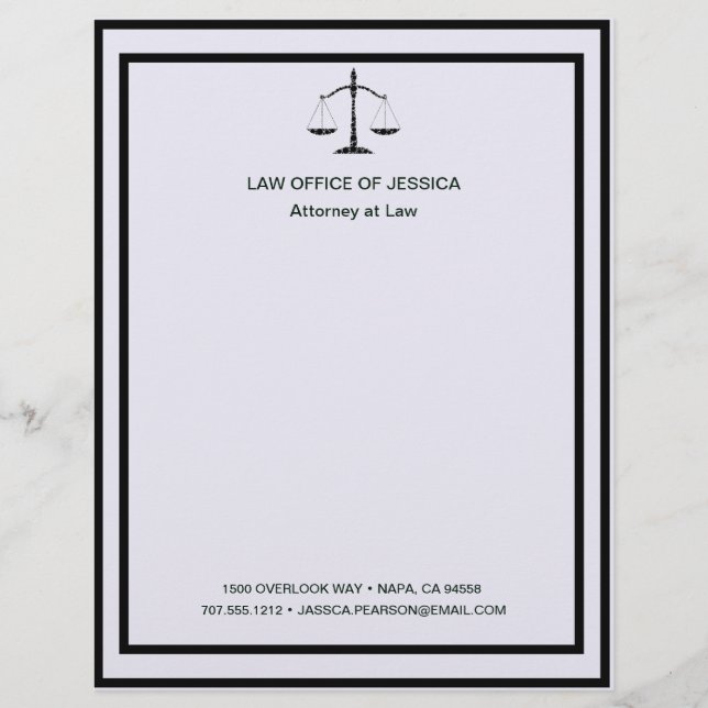 Modern Classic Scales Of Justice Law Letterhead (Front)