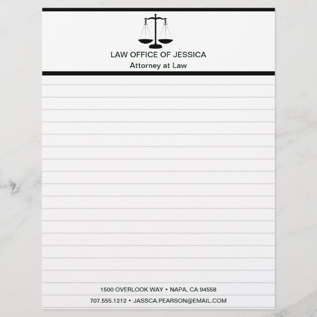 Modern Classic Scales Of Justice Law Letterhead (Front)