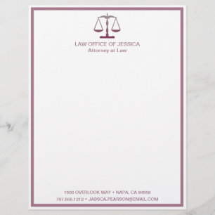 Modern Classic Scales Of Justice Law Letterhead