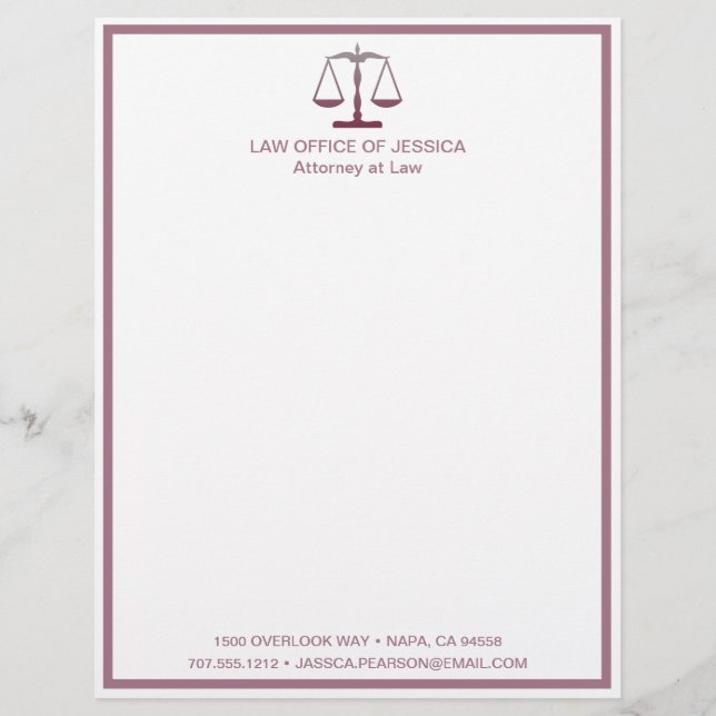 Modern Classic Scales Of Justice Law Letterhead (Front)