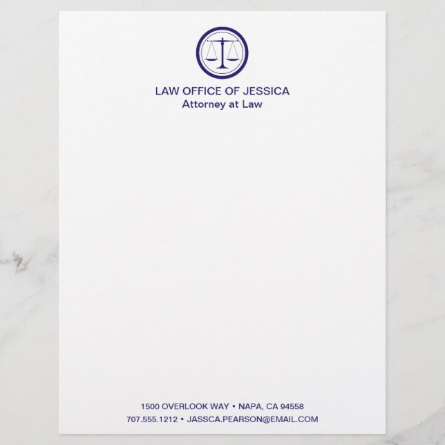 Modern Classic Scales Of Justice Law Letterhead (Front)