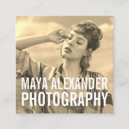 Modern classic sepia photography photo filter square business card