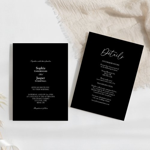 Modern Classic Simple Black All In One Wedding Invitation