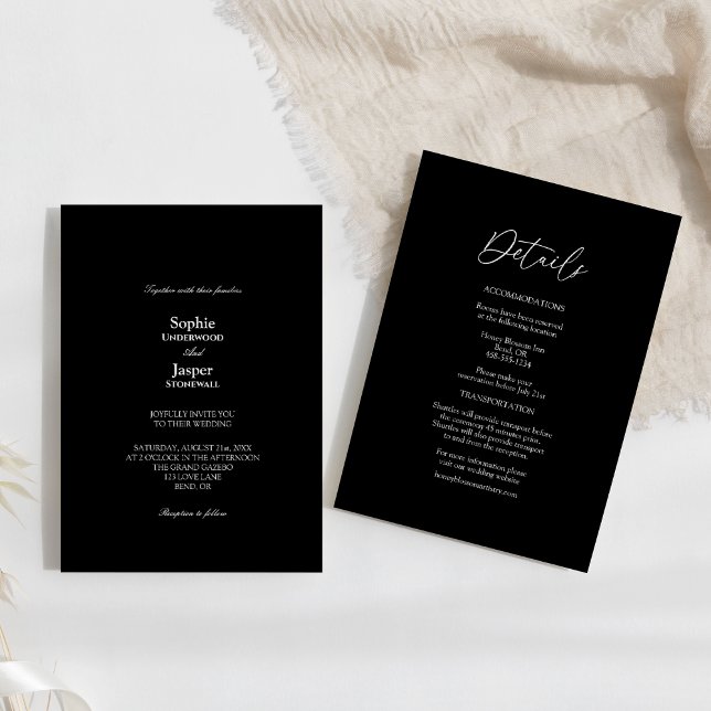 Modern Classic Simple Black All In One Wedding Invitation (Creator Uploaded)