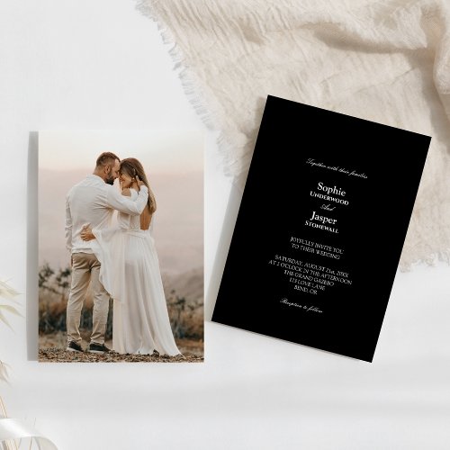 Modern Classic Simple Black Photo Wedding Invitation