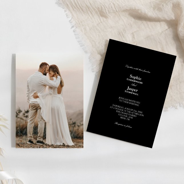 Modern Classic Simple Black Photo Wedding Invitation (Creator Uploaded)