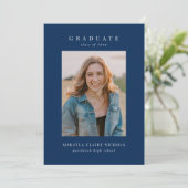Modern Classic Simple Blue Two Photo Graduation Announcement (Standing Front)