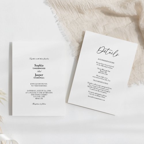 Modern Classic Simple Details All In One Wedding Invitation
