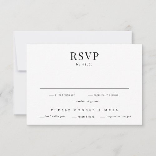 Modern Classic Simple Elegant Wedding RSVP Card