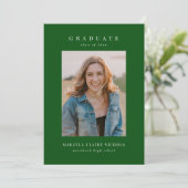 Modern Classic Simple Green Two Photo Graduation Announcement (Standing Front)
