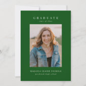 Modern Classic Simple Green Two Photo Graduation Announcement (Front)