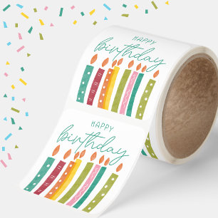 Modern Classic Simple Happy Birthday Square Sticker