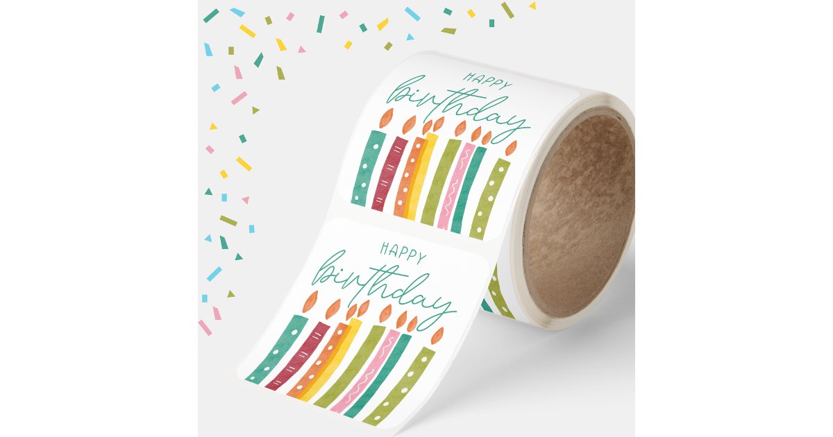 Modern Classic Simple Happy Birthday Square Sticker | Zazzle
