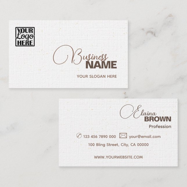 Modern Classic Simple Light Gray with Logo Elegant Business Card (Front/Back)