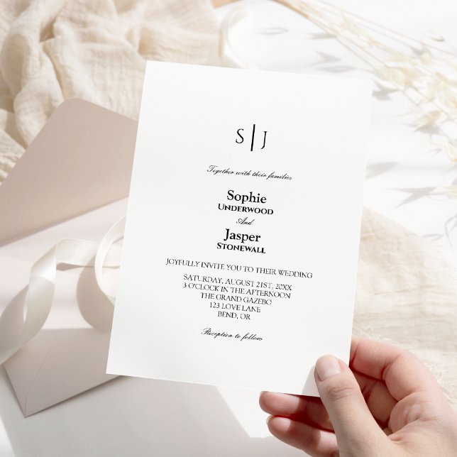 Modern Classic Simple Monogram Wedding Invitation (Creator Uploaded)