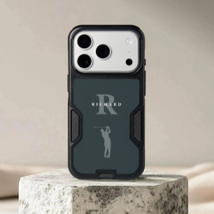 Modern Classic Simple Monogrammed Golfer Green iPhone 17 Pro Case