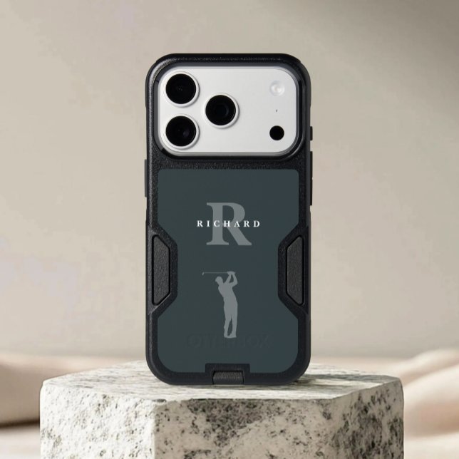 Modern Classic Simple Monogrammed Golfer Green Otterbox iPhone Case (Creator Uploaded)