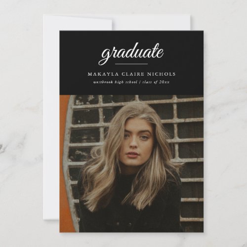 Modern Classic Simple Script Photo Graduation Invitation