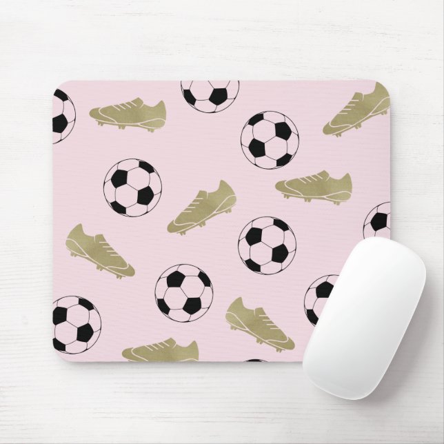Modern Classic Soccer Cleats Ball Blush Pink Mouse Pad (With Mouse)
