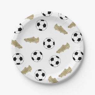 Modern Classic Soccer Cleats Ball Football Paper Plates