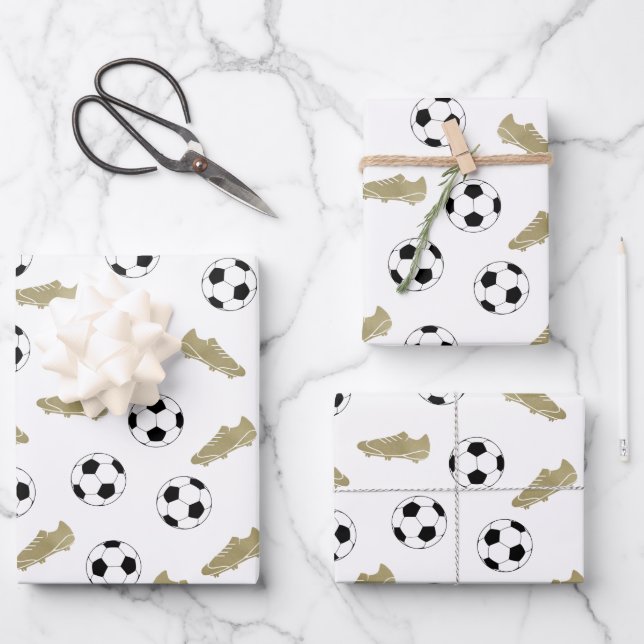 Modern Classic Soccer Cleats Ball  Wrapping Paper Sheets (Front)