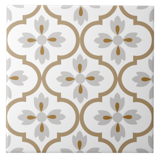 Modern classic Spanish mediterranean pattern light Ceramic Tile (Front)