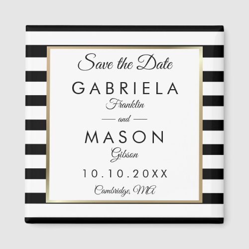 Modern Classic Stripe Save the Date Magnet