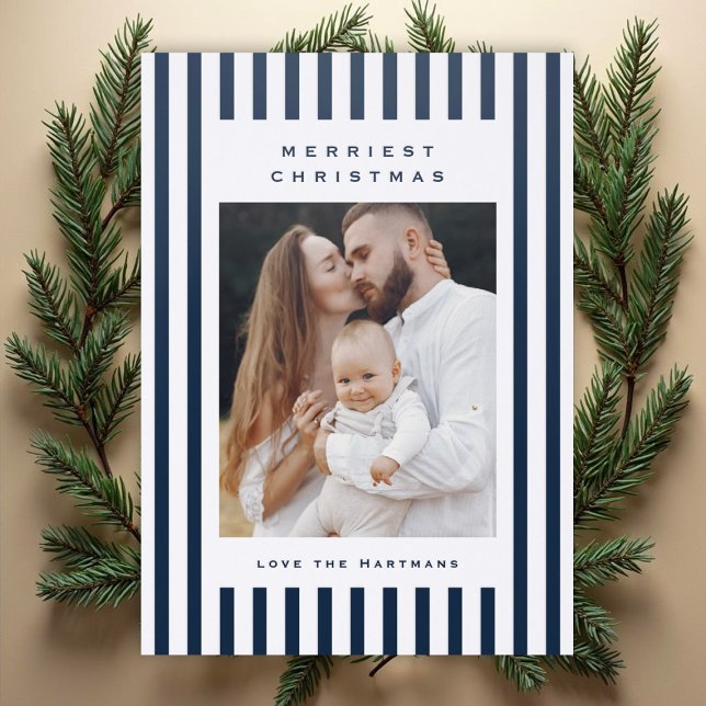 Modern Classic Stripes Christmas Holiday Letterpress Photo Cards (Creator Uploaded)