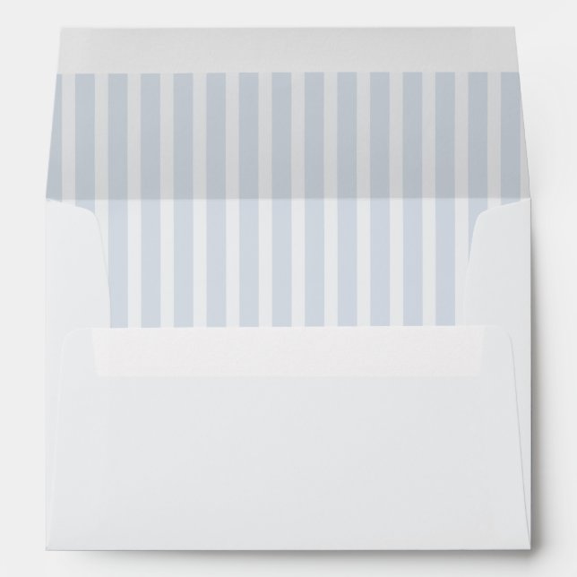 Modern Classic Stripes Dusty Blue Vintage Wedding Envelope (Back (Bottom))