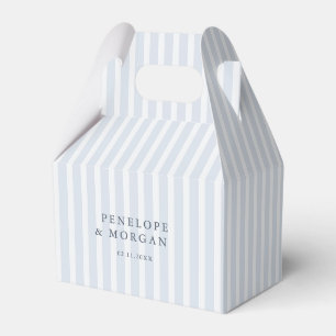 Modern Classic Stripes Dusty Blue Vintage Wedding Favor Boxes