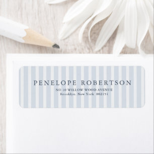 Modern Classic Stripes Dusty Blue Vintage Wedding Label
