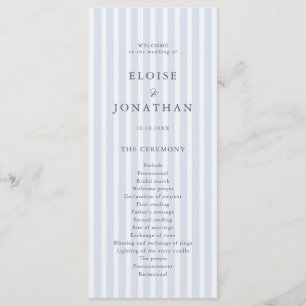 Modern Classic Stripes Dusty Blue Vintage Wedding Program