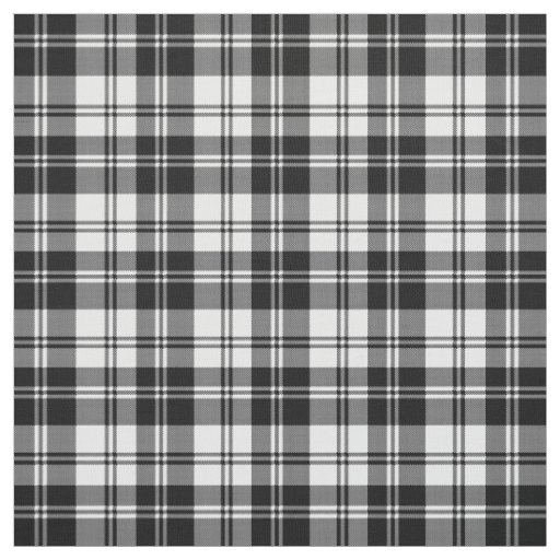 Modern classic tartan Christmas plaid black white  Fabric