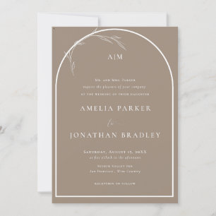 Modern Classic Taupe   Formal Wedding Invitation