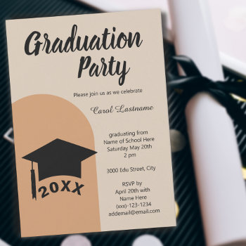 Modern Classic Terracotta Beige Arch Grad Party Invitation by Ms_Jade at Zazzle