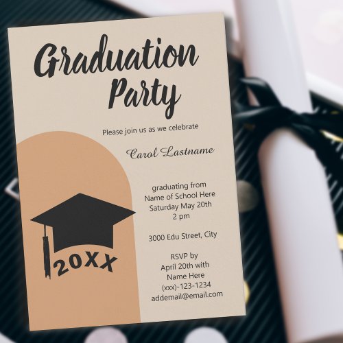 Modern Classic Terracotta Beige Arch Grad Party Invitation