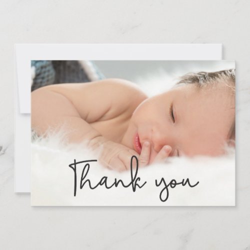 Modern Classic Thank You Baby Photo Announcement
