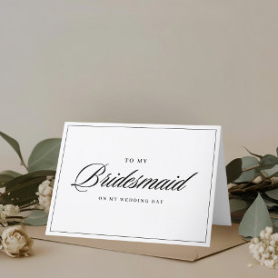 Modern Classic to Bridesmaid on Wedding Day Letterpress Thank You Card