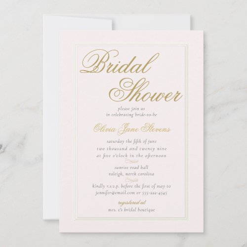 Modern Classic Triple Frame Blush Bridal Shower Invitation