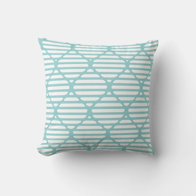 Modern Classic Turquoise Lattice Hour Glass Pillow (Front)