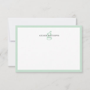 Modern Classic Typographic Green Monogram Note Card