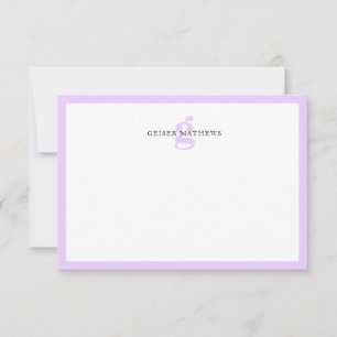 Modern Classic Typographic Purple Monogram Note Card