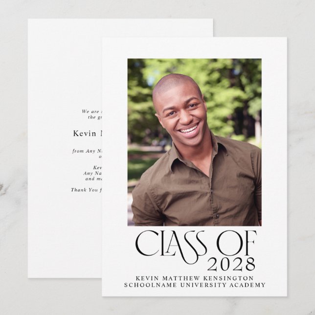 Modern Classic Typography Photo Graduation Announcement (Front/Back)